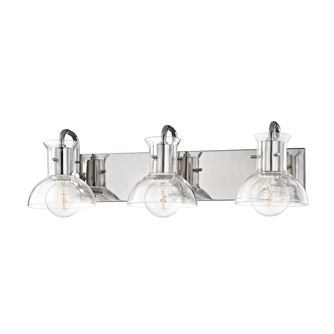 Riley Three Light Bath and Vanity in Polished Nickel - available from The Lighting Shoppe, trusted by Canadian homeowners