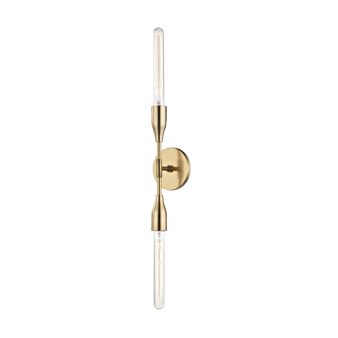 Tara Two Light Wall Sconce in Aged Brass - available from The Lighting Shoppe, trusted by Canadian homeowners