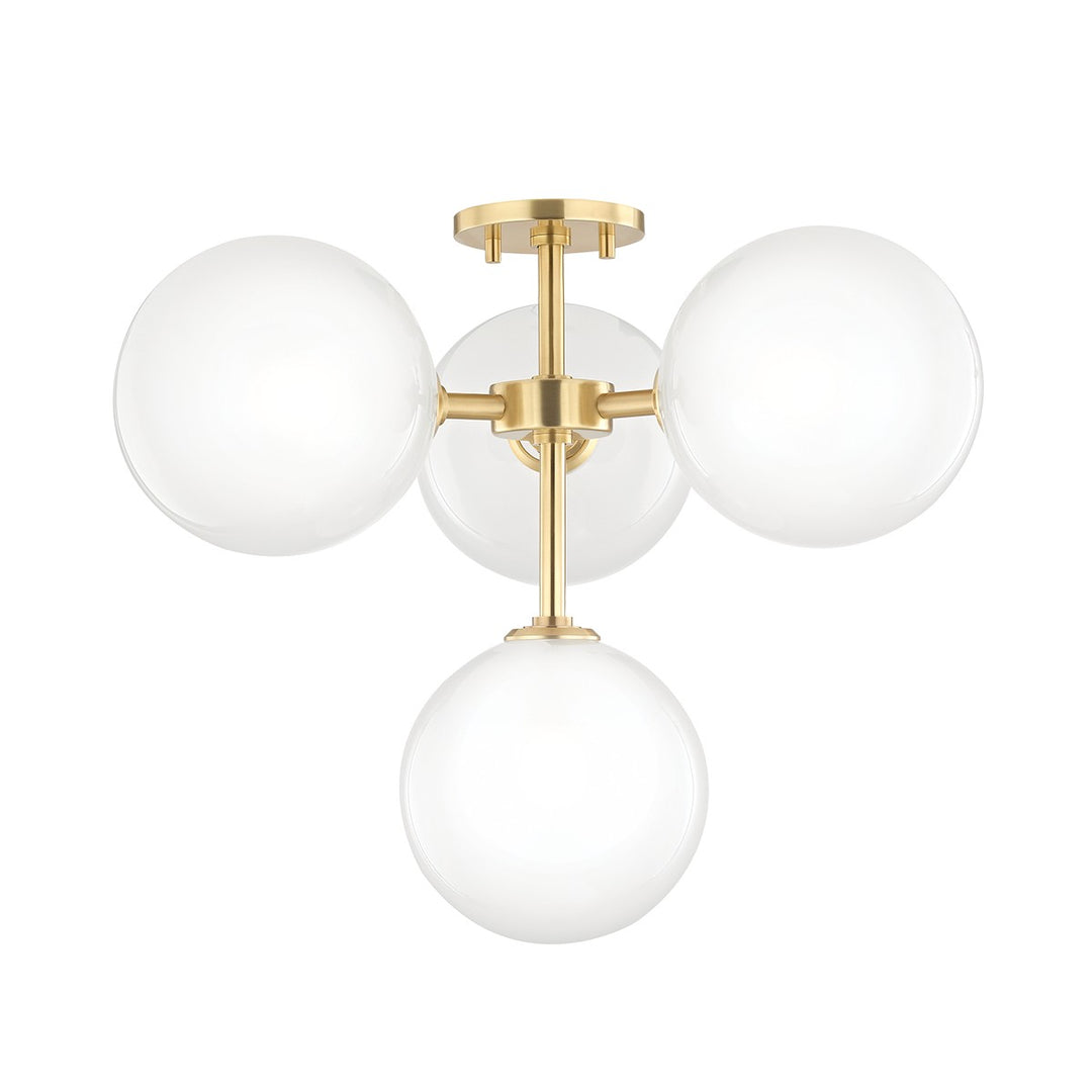 Ashleigh LED Semi Flush Mount in Aged Brass - available from The Lighting Shoppe, trusted by Canadian homeowners