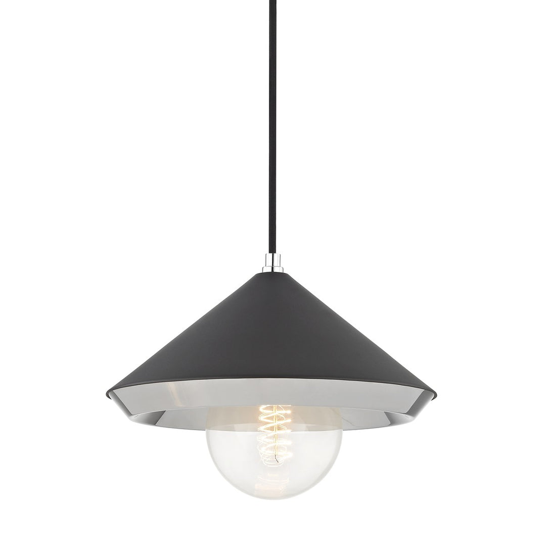 Marnie One Light Pendant in Polished Nickel/Black - available from The Lighting Shoppe, trusted by Canadian homeowners
