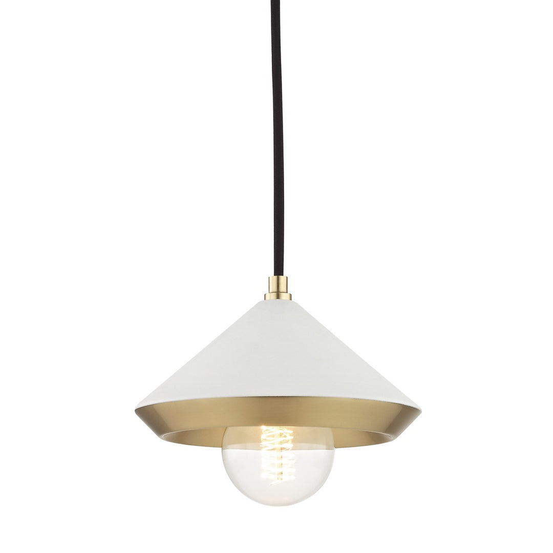Marnie One Light Pendant in Aged Brass/Soft Off White - available from The Lighting Shoppe, trusted by Canadian homeowners