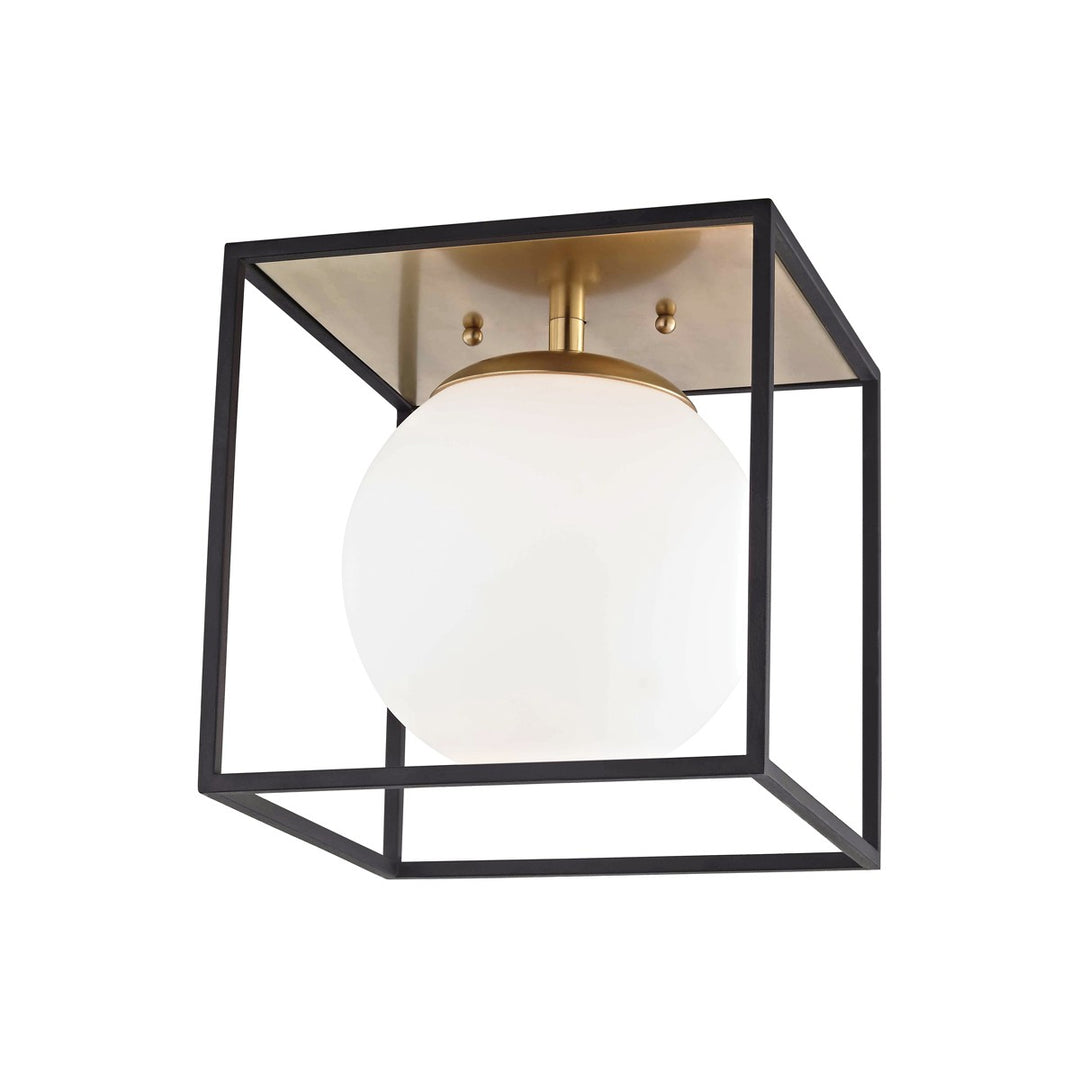 Aira One Light Flush Mount in Aged Brass/Black - available from The Lighting Shoppe, trusted by Canadian homeowners
