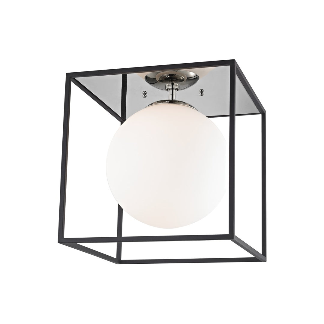 Aira One Light Flush Mount in Polished Nickel/Black - available from The Lighting Shoppe, trusted by Canadian homeowners