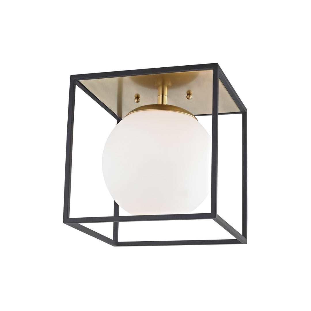 Aira One Light Flush Mount in Aged Brass/Black - available from The Lighting Shoppe, trusted by Canadian homeowners