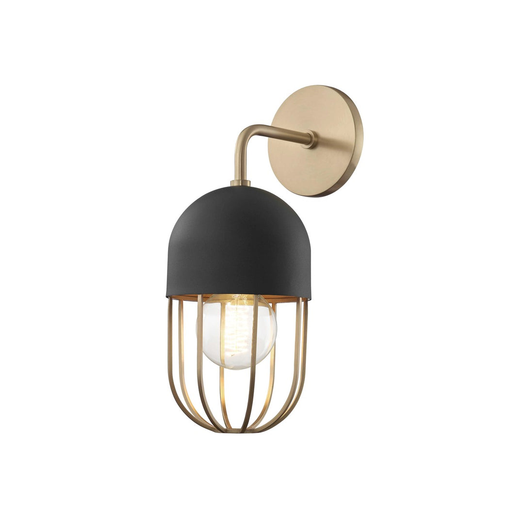 Haley One Light Wall Sconce in Aged Brass/Black - available from The Lighting Shoppe, trusted by Canadian homeowners