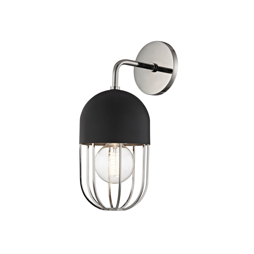 Haley One Light Wall Sconce in Polished Nickel/Black - available from The Lighting Shoppe, trusted by Canadian homeowners