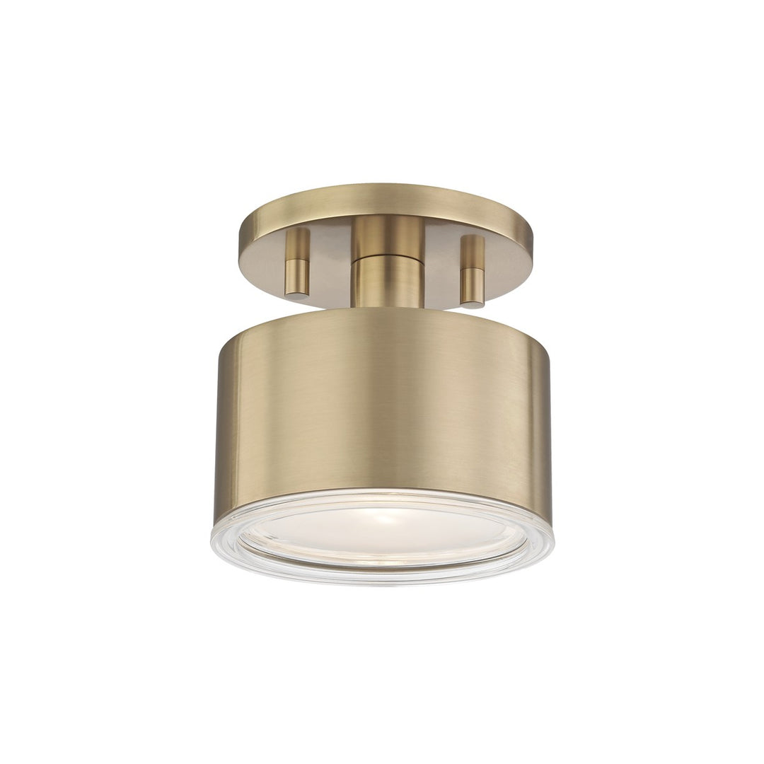 Nora LED Semi Flush Mount in Aged Brass - available from The Lighting Shoppe, trusted by Canadian homeowners