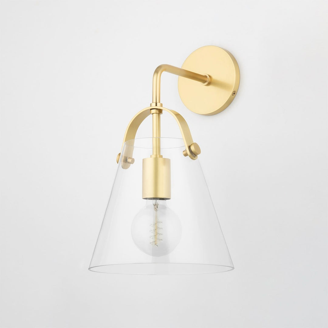 Karin One Light Wall Sconce in Aged Brass - available from The Lighting Shoppe, trusted by Canadian homeowners