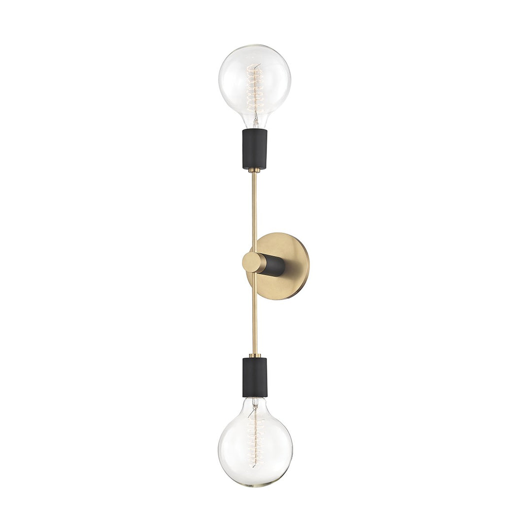 Astrid Two Light Wall Sconce in Aged Brass/Black - available from The Lighting Shoppe, trusted by Canadian homeowners