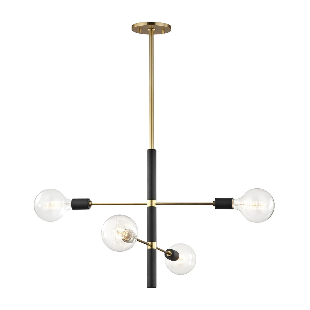 Astrid Four Light Chandelier in Aged Brass/Black - available from The Lighting Shoppe, trusted by Canadian homeowners