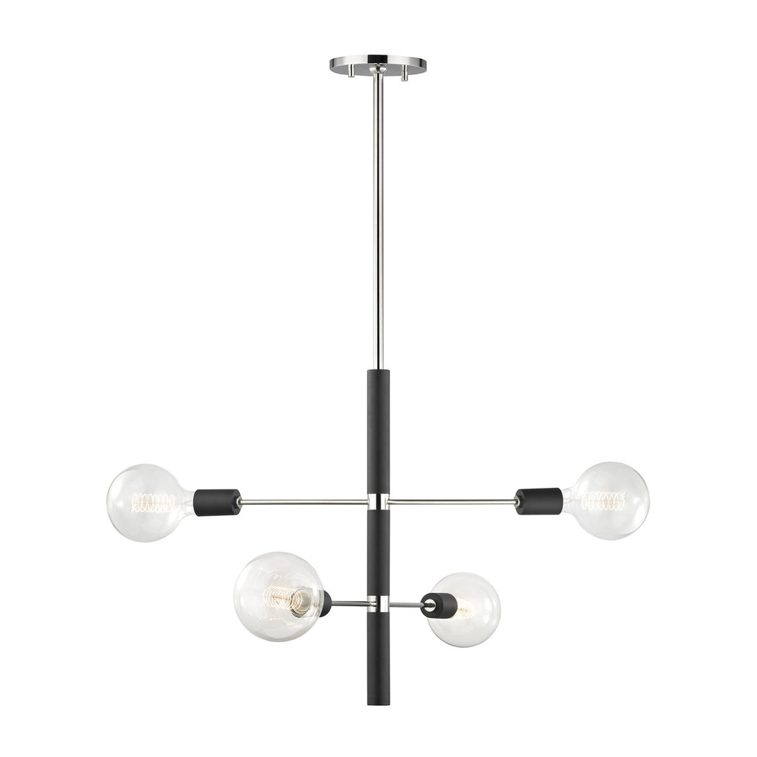 Astrid Four Light Chandelier in Polished Nickel/Black - available from The Lighting Shoppe, trusted by Canadian homeowners