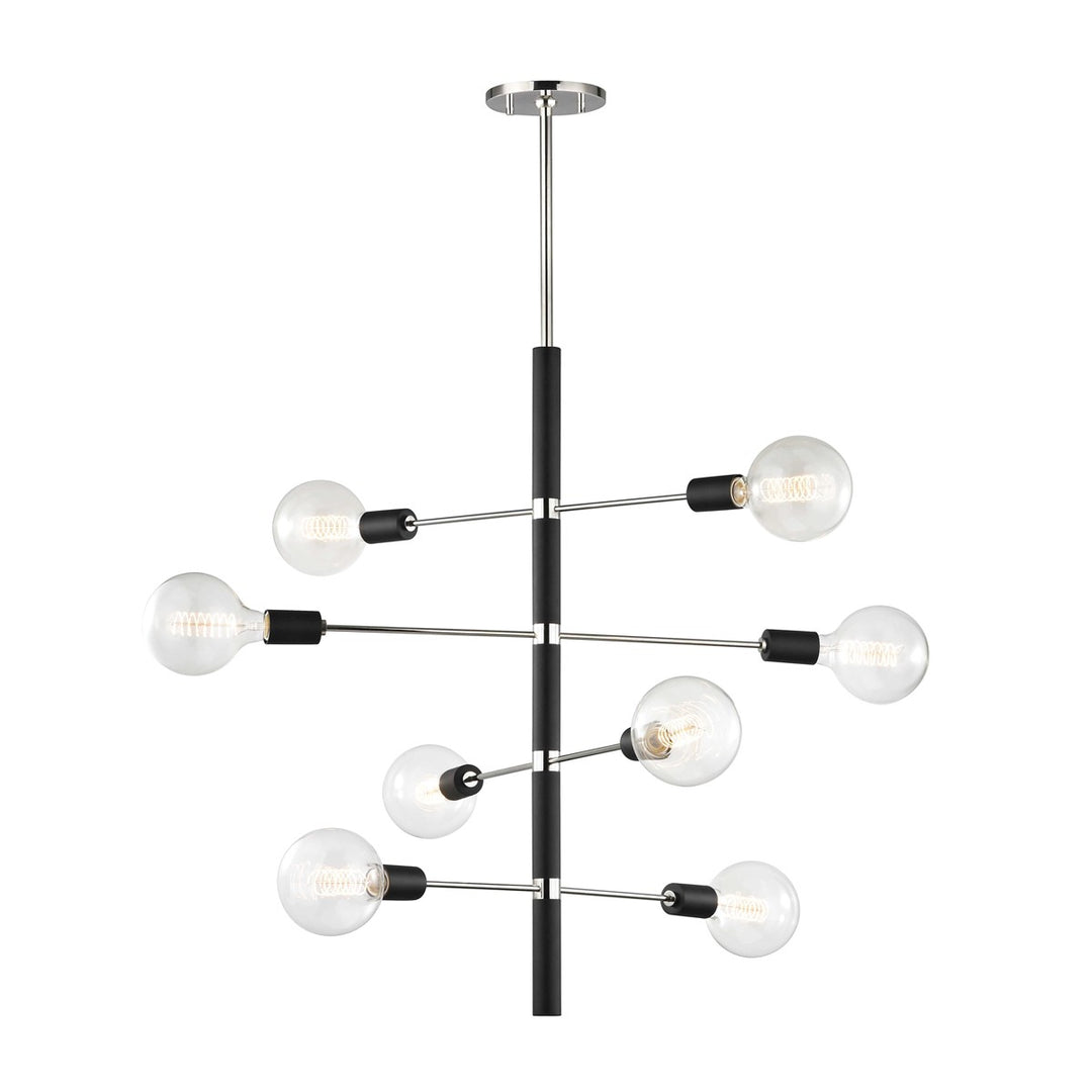 Astrid Eight Light Chandelier in Polished Nickel/Black - available from The Lighting Shoppe, trusted by Canadian homeowners