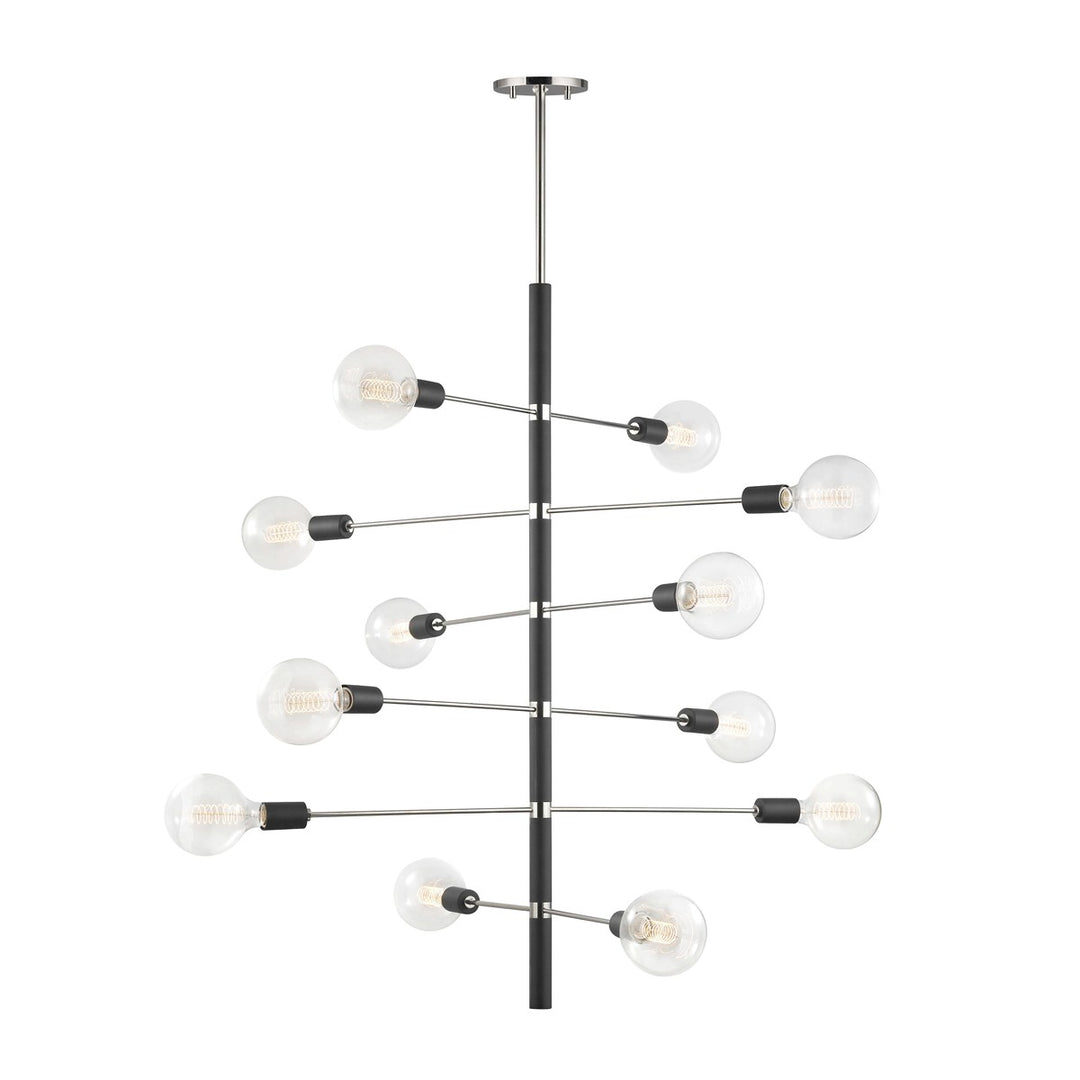 Astrid 12 Light Chandelier in Polished Nickel/Black - available from The Lighting Shoppe, trusted by Canadian homeowners