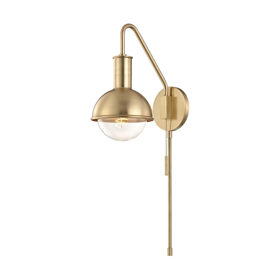 Riley One Light Wall Sconce in Aged Brass - available from The Lighting Shoppe, trusted by Canadian homeowners