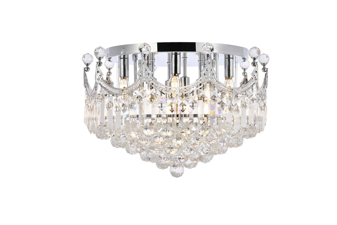 Corona Nine Light Flush Mount in Chrome - available from The Lighting Shoppe, trusted by Canadian homeowners