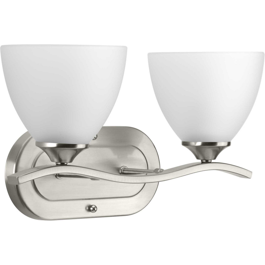 Laird Two Light Bath Bracket in Brushed Nickel - available from The Lighting Shoppe, trusted by Canadian homeowners