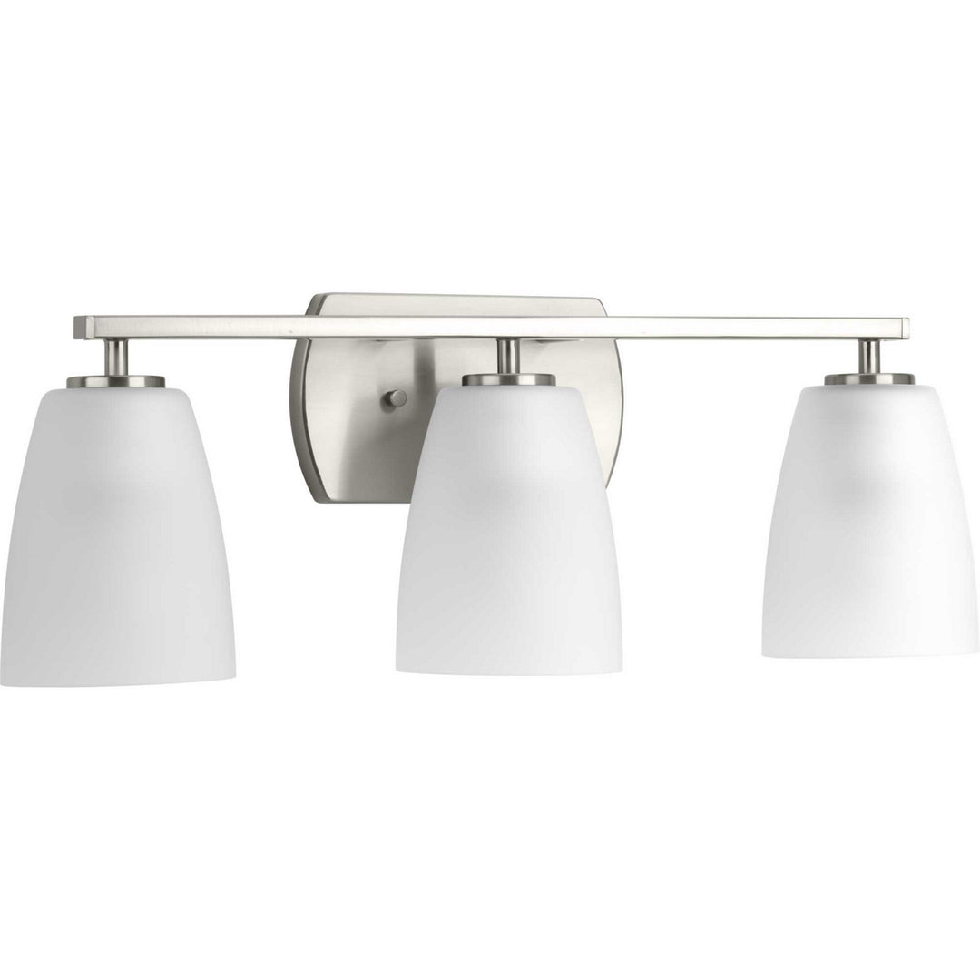Leap Three Light Bath in Brushed Nickel - available from The Lighting Shoppe, trusted by Canadian homeowners