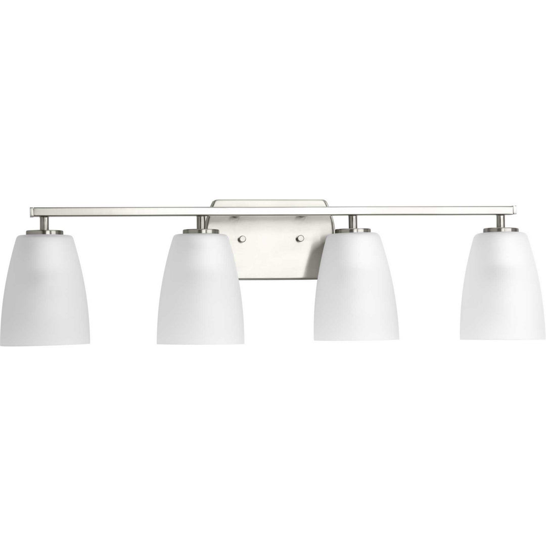 Leap Four Light Bath in Brushed Nickel - available from The Lighting Shoppe, trusted by Canadian homeowners