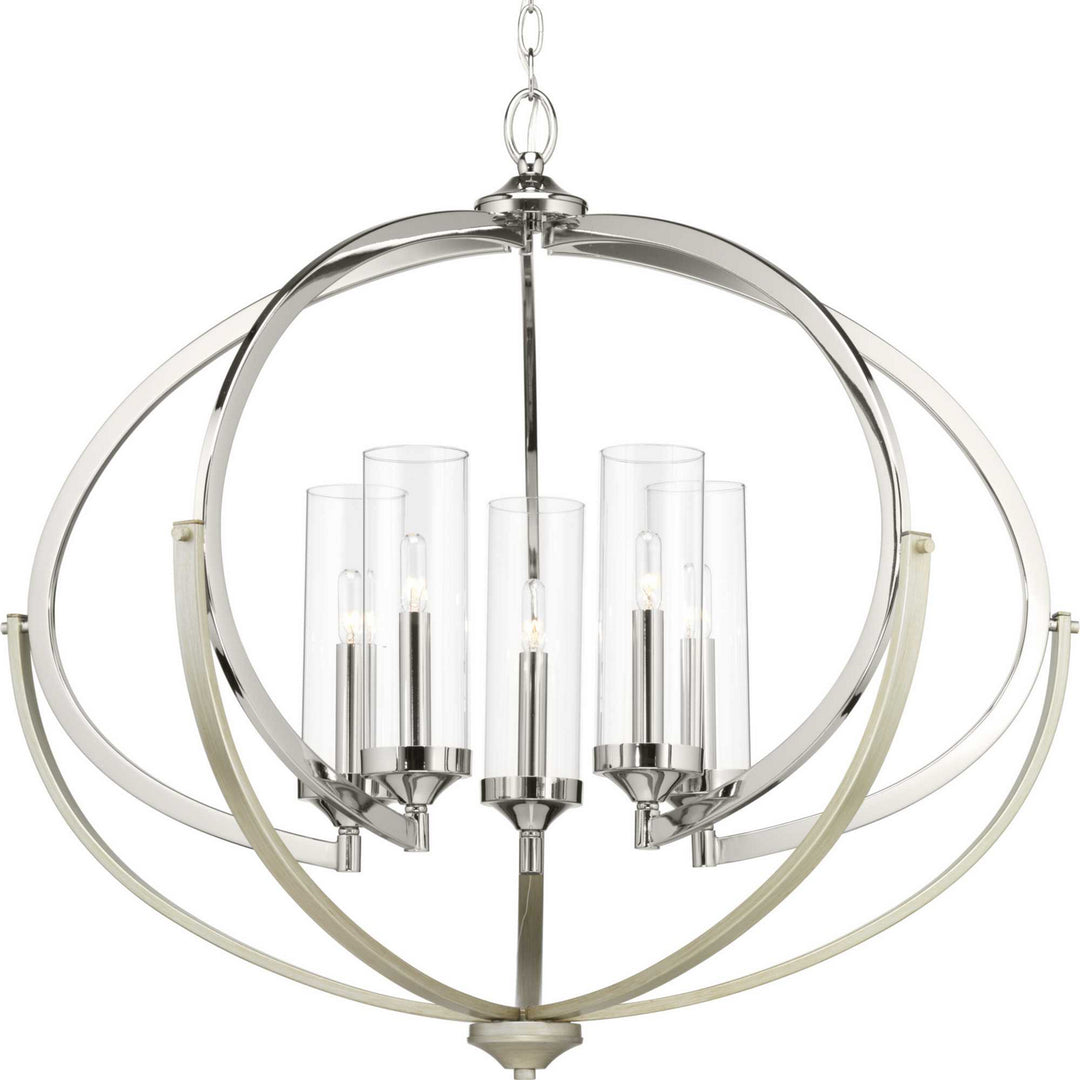 Evoke Five Light Chandelier in Polished Nickel - available from The Lighting Shoppe, trusted by Canadian homeowners