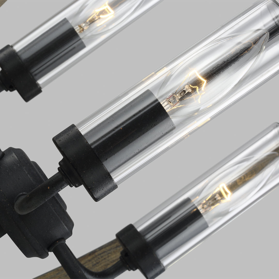 Visual Comfort Studio Canada - OLF3294/5WOW/AF - Five Light Outdoor Chandelier - Allier - Weathered Oak Wood / Antique Forged Iron