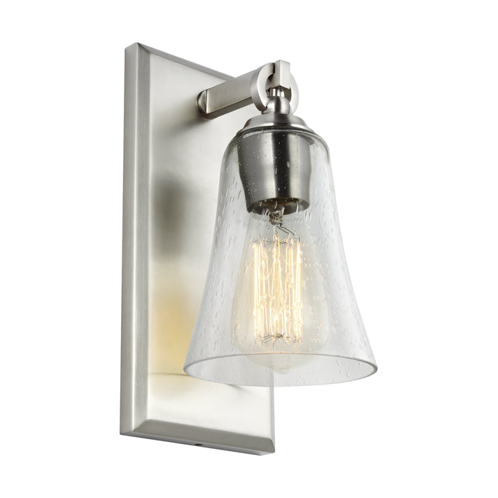 Monterro One Light Wall Sconce in Satin Nickel - available from The Lighting Shoppe, trusted by Canadian homeowners