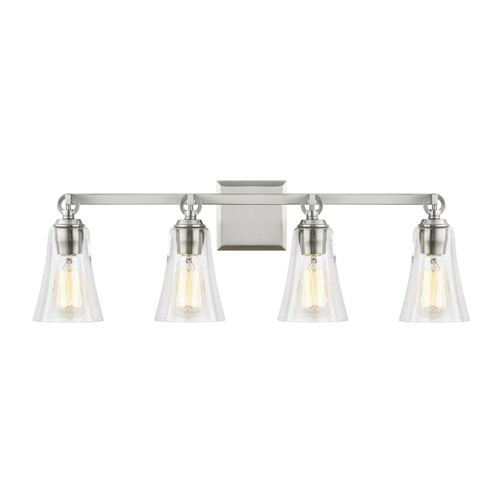 Monterro Four Light Vanity in Satin Nickel - available from The Lighting Shoppe, trusted by Canadian homeowners