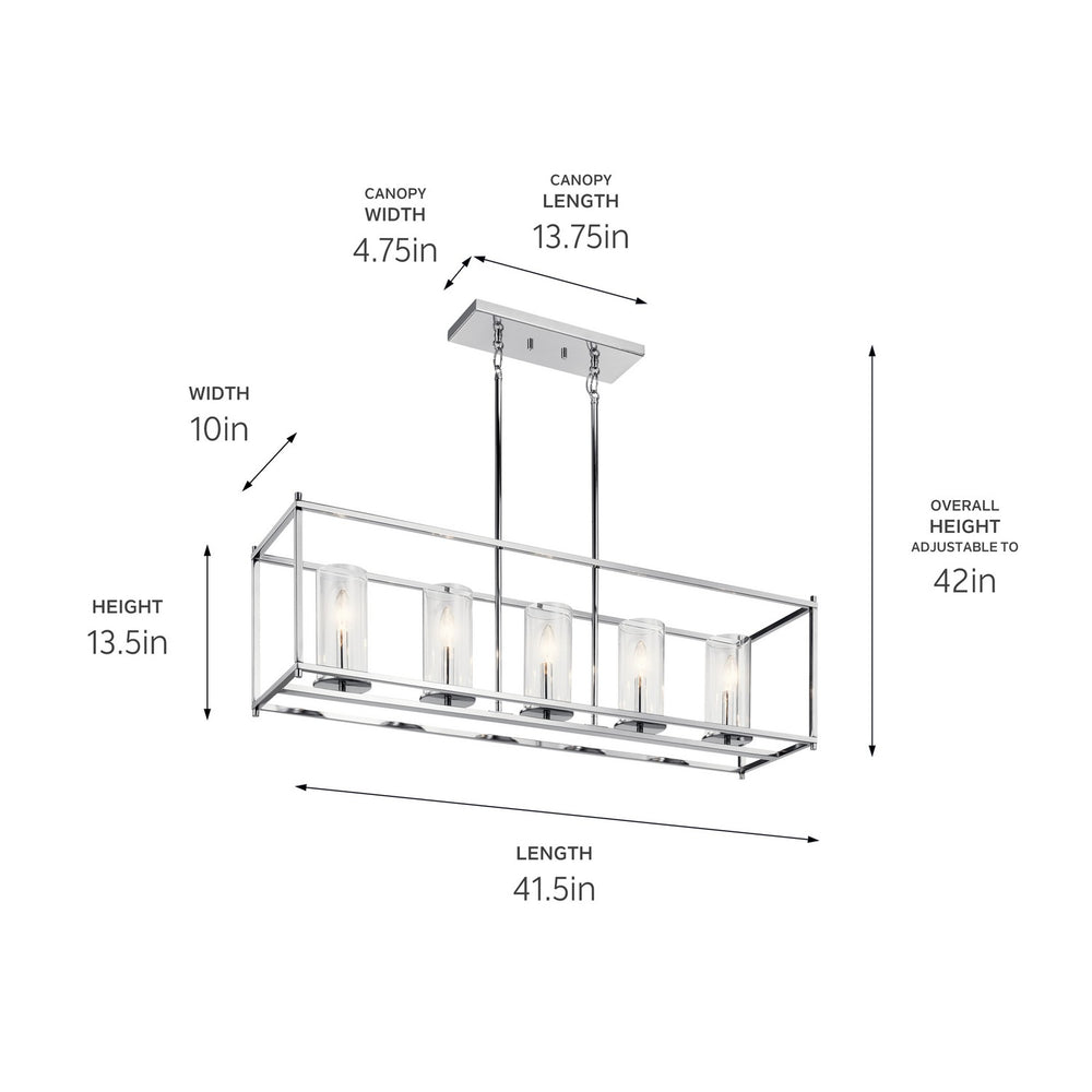 Kichler Canada - 43995CH - Five Light Linear Chandelier - Crosby - Chrome