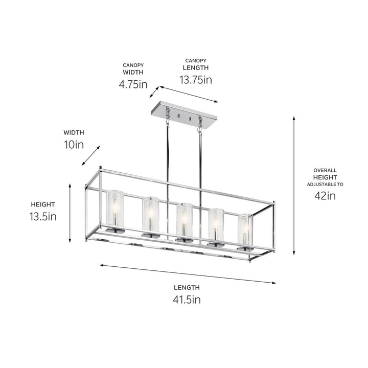 Kichler Canada - 43995CH - Five Light Linear Chandelier - Crosby - Chrome