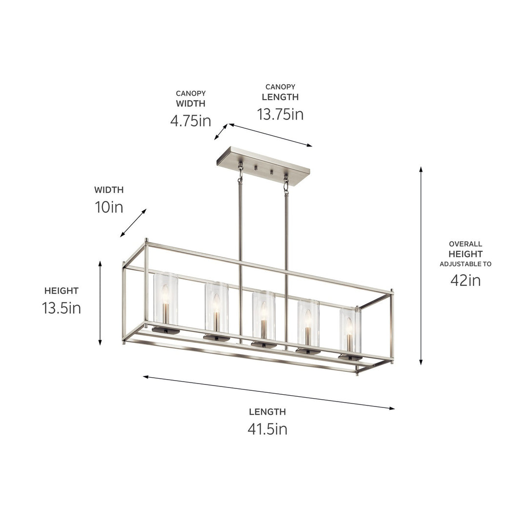 Kichler Canada - 43995NI - Five Light Linear Chandelier - Crosby - Brushed Nickel