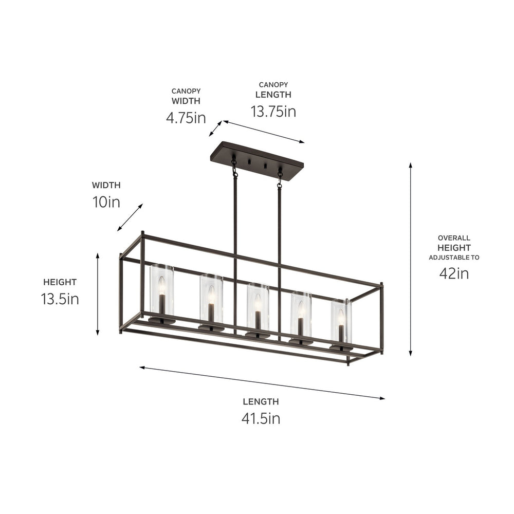 Kichler Canada - 43995OZ - Five Light Linear Chandelier - Crosby - Olde Bronze
