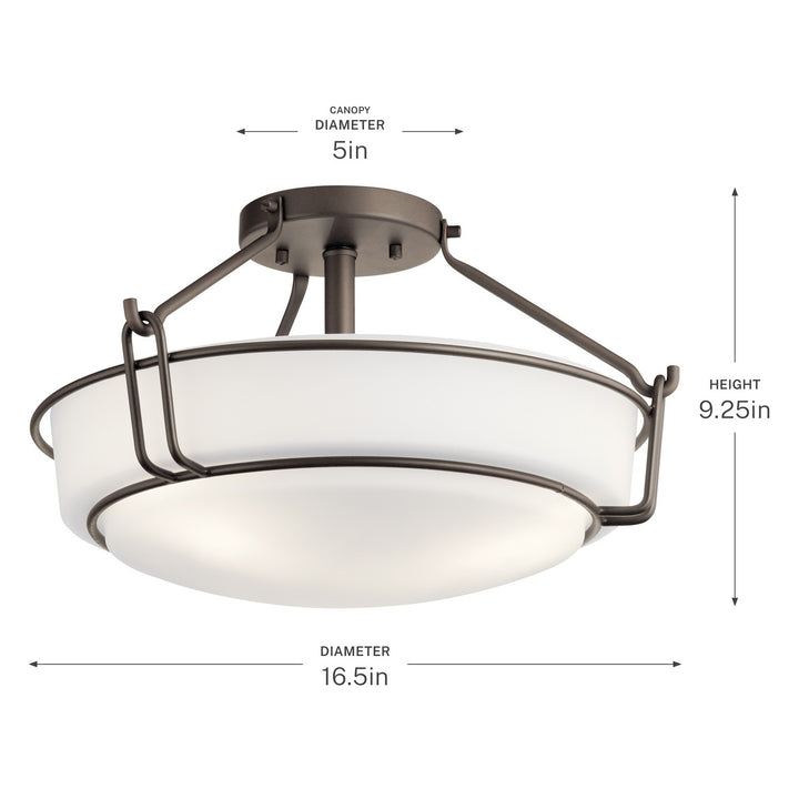 Kichler Canada - 44085OZ - Three Light Semi Flush Mount - Alkire - Olde Bronze