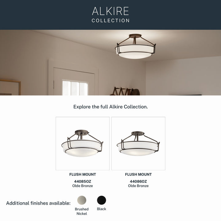 Kichler Canada - 44085OZ - Three Light Semi Flush Mount - Alkire - Olde Bronze