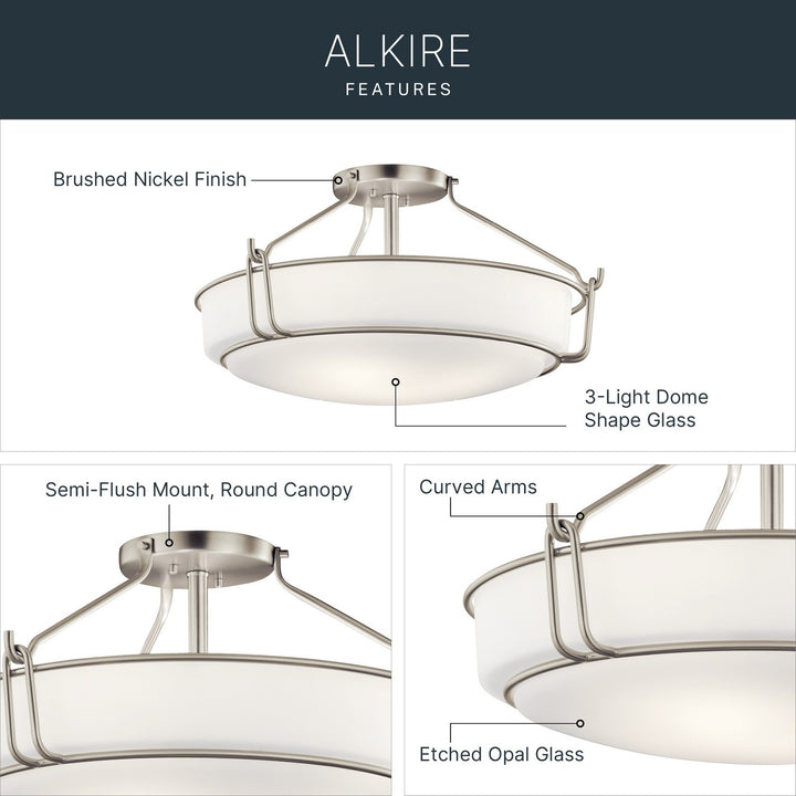 Kichler Canada - 44086NI - Four Light Semi Flush Mount - Alkire - Brushed Nickel