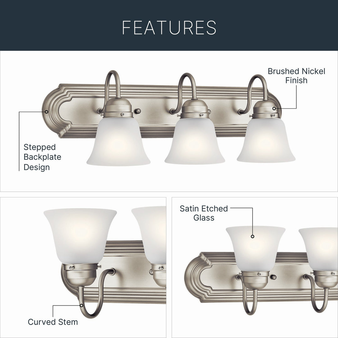 Kichler Canada - 5337NIS - Three Light Bath - Brushed Nickel