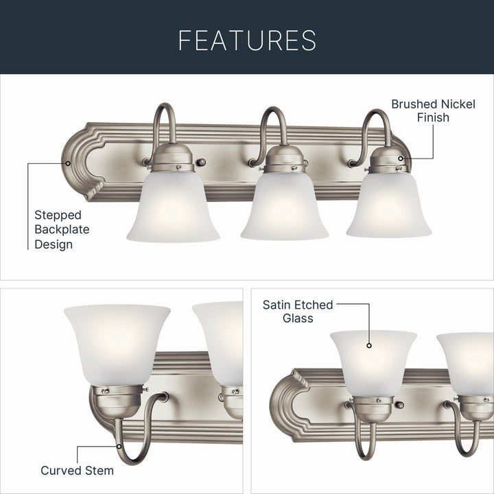 Kichler Canada - 5337NIS - Three Light Bath - Brushed Nickel