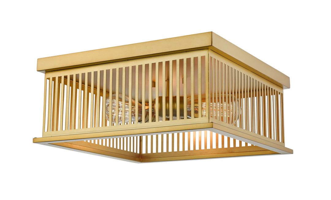 Camellia Three Light Flush Mount in Brass - available from The Lighting Shoppe, trusted by Canadian homeowners