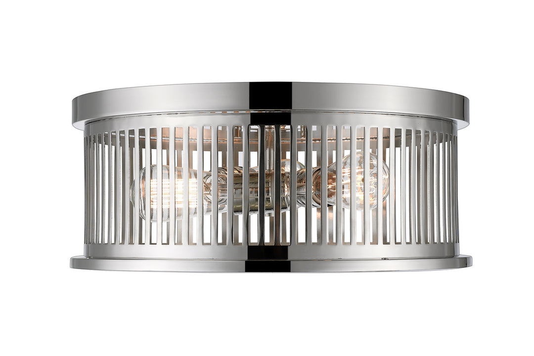 Camellia Three Light Flush Mount in Polished Nickel - available from The Lighting Shoppe, trusted by Canadian homeowners