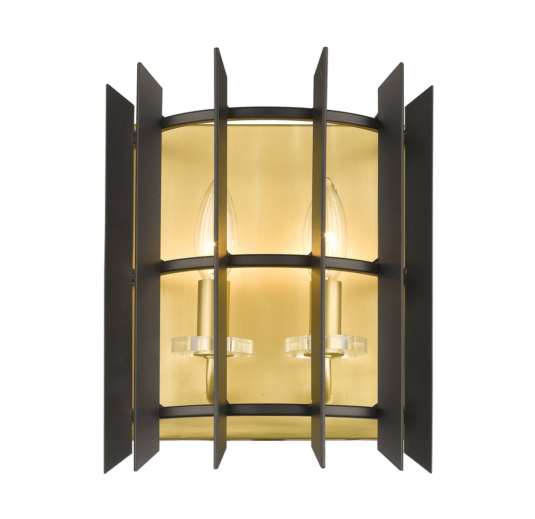 Haake Two Light Wall Sconce in Satin Brass - available from The Lighting Shoppe, trusted by Canadian homeowners