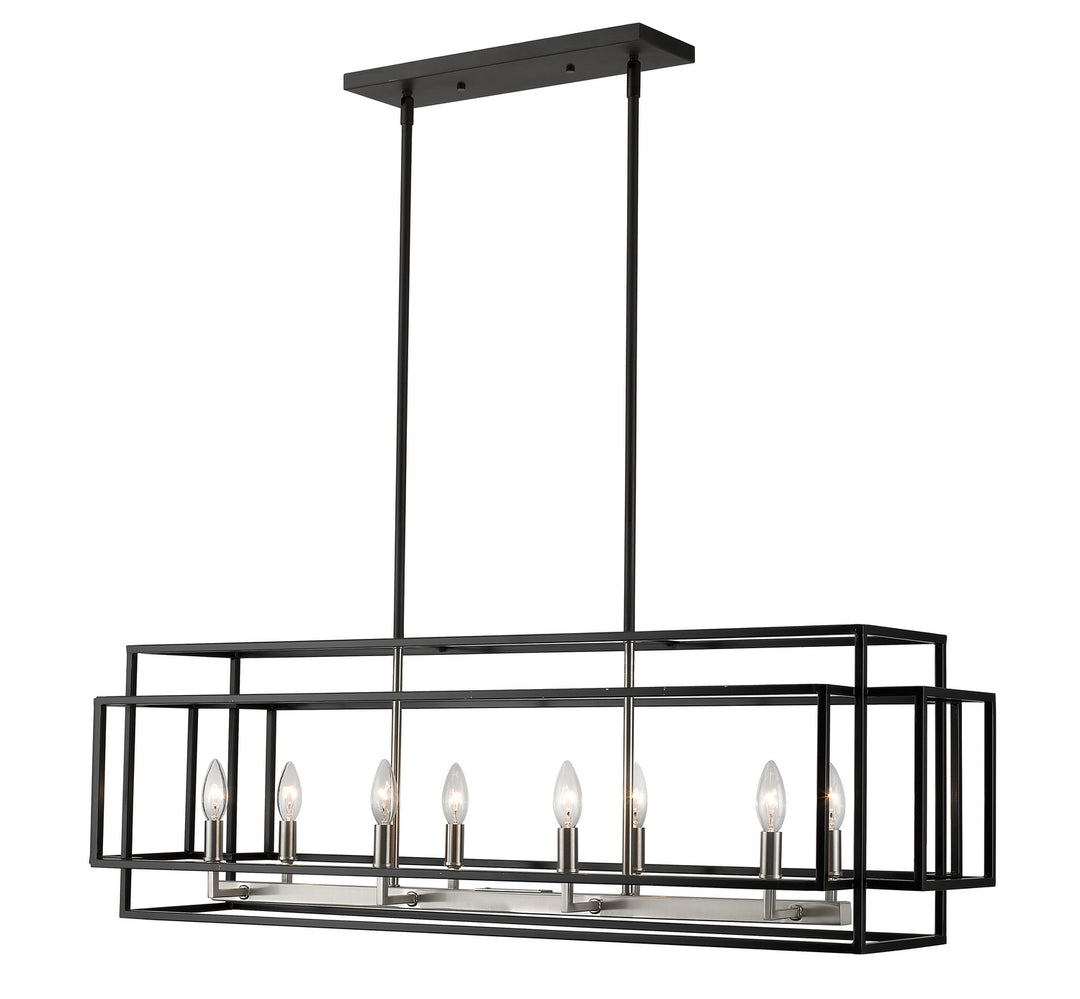 Titania Eight Light Linear Chandelier in Black + Brushed Nickel - available from The Lighting Shoppe, trusted by Canadian homeowners