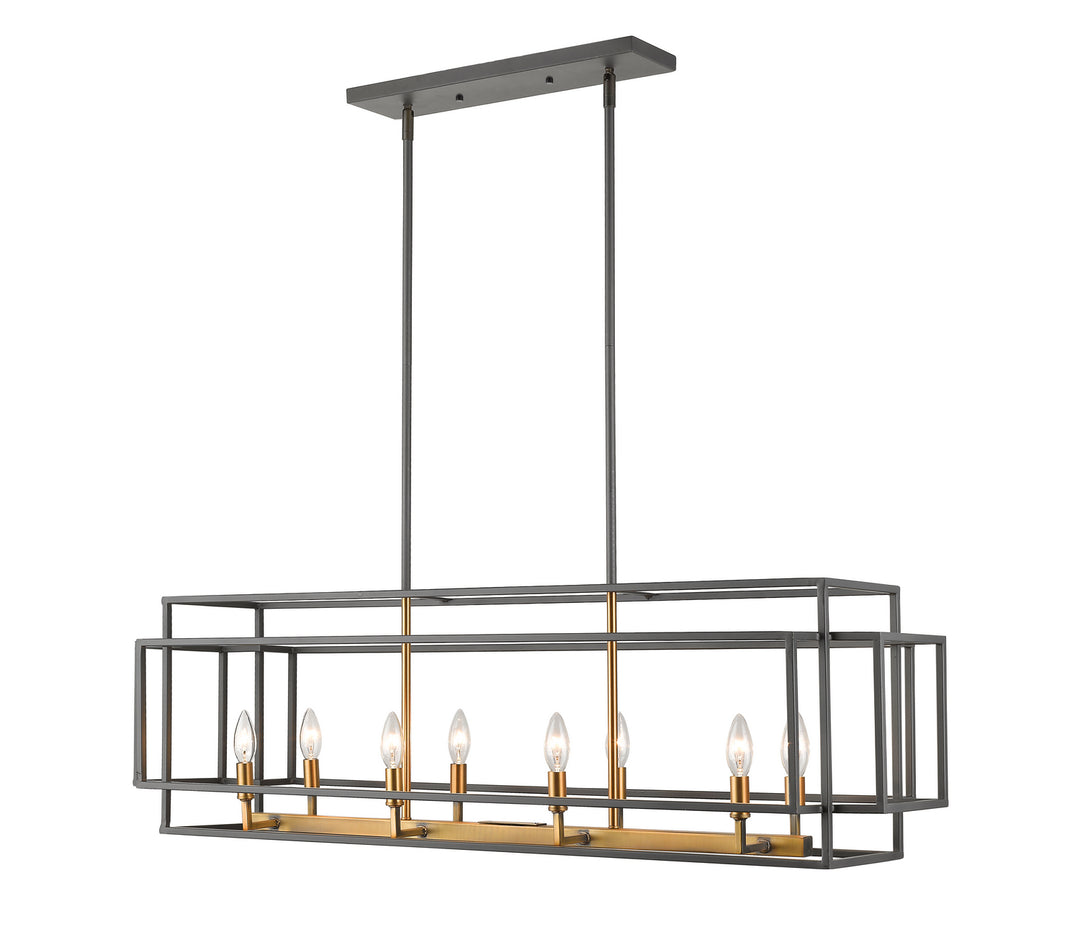Titania Eight Light Linear Chandelier in Bronze + Olde Brass - available from The Lighting Shoppe, trusted by Canadian homeowners