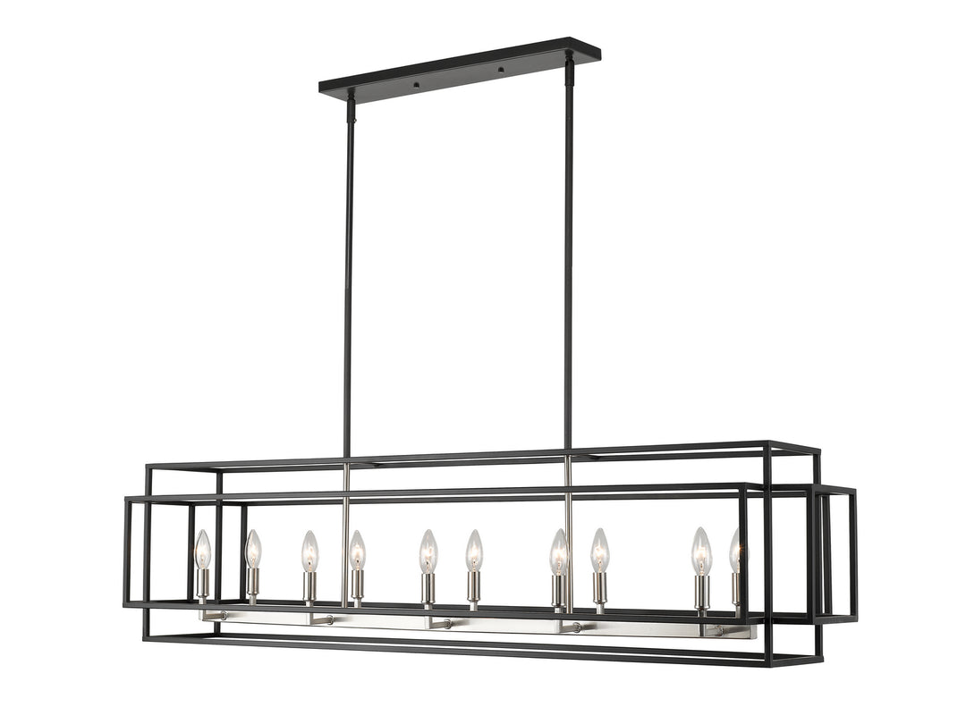 Titania Ten Light Linear Chandelier in Black + Brushed Nickel - available from The Lighting Shoppe, trusted by Canadian homeowners
