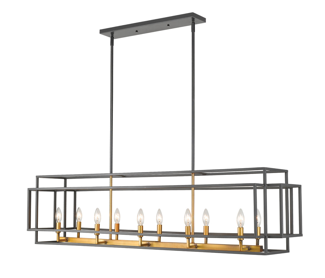 Titania Ten Light Linear Chandelier in Bronze + Olde Brass - available from The Lighting Shoppe, trusted by Canadian homeowners