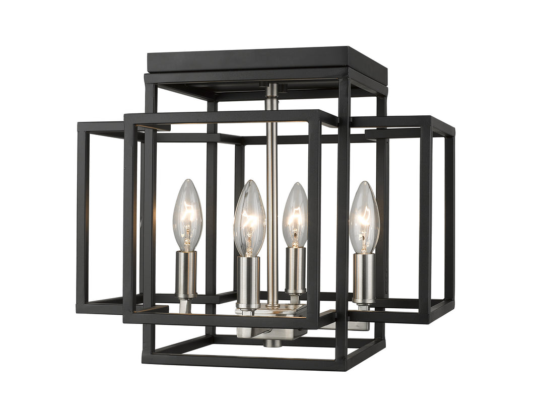 Titania Four Light Flush Mount in Black + Brushed Nickel - available from The Lighting Shoppe, trusted by Canadian homeowners