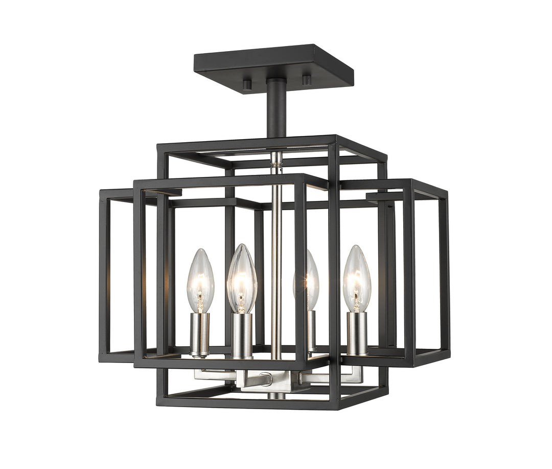 Titania Four Light Semi Flush Mount in Black + Brushed Nickel - available from The Lighting Shoppe, trusted by Canadian homeowners