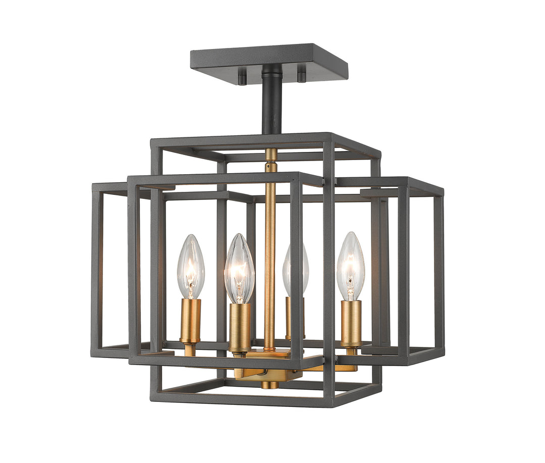 Titania Four Light Semi Flush Mount in Bronze + Olde Brass - available from The Lighting Shoppe, trusted by Canadian homeowners