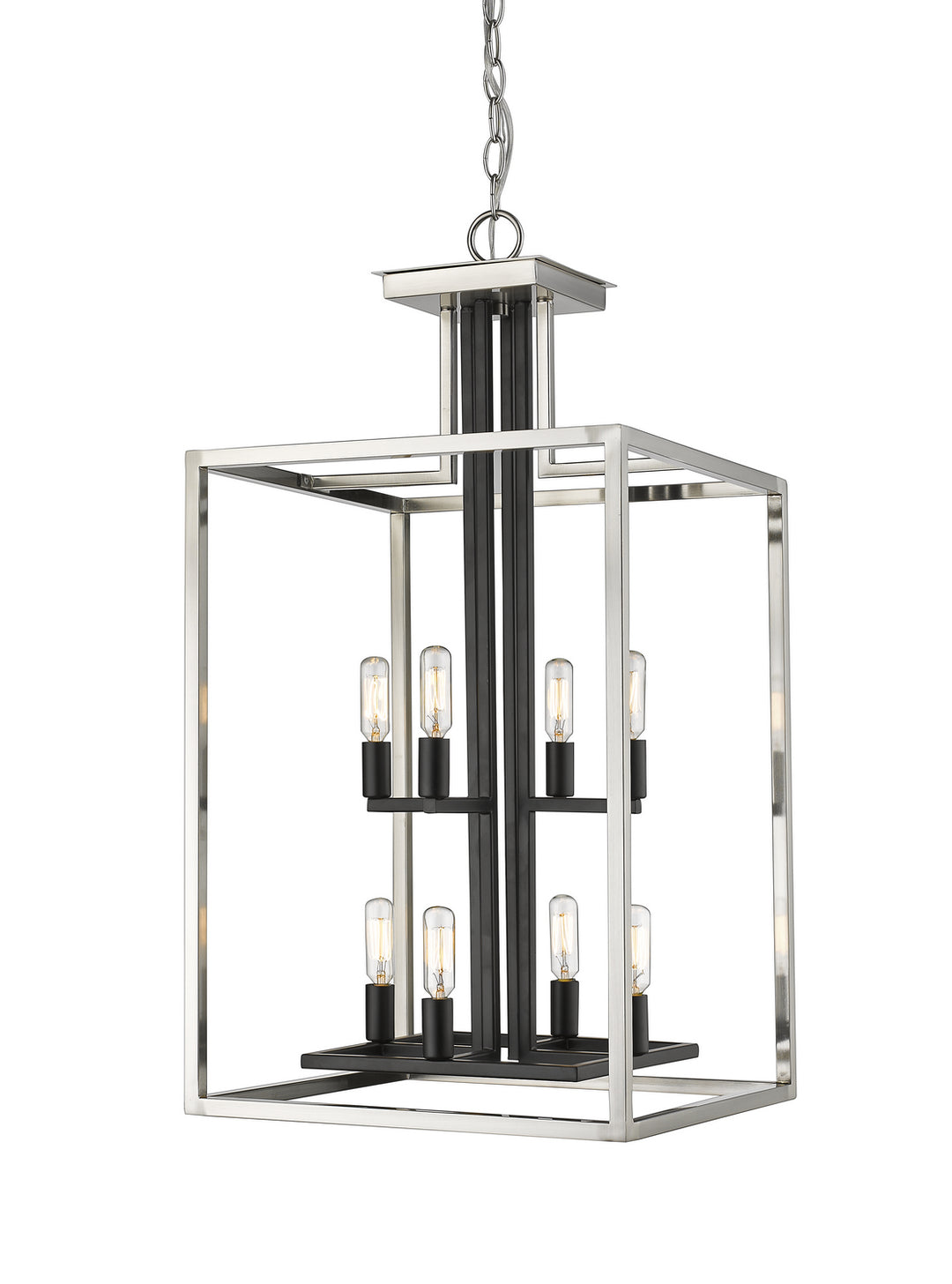 Z-Lite Canada - 456-8BN-BK - Eight Light Chandelier - Quadra - Brushed Nickel + Matte Black