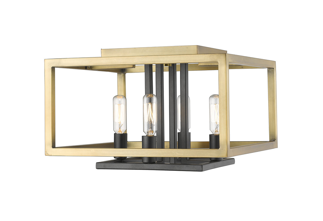 Quadra Four Light Flush Mount in Olde Brass + Bronze - available from The Lighting Shoppe, trusted by Canadian homeowners