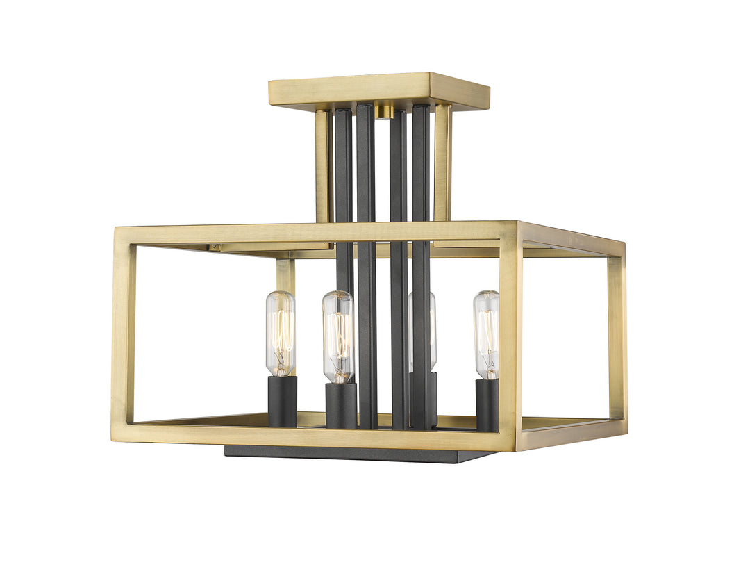 Quadra Four Light Semi Flush Mount in Olde Brass + Bronze - available from The Lighting Shoppe, trusted by Canadian homeowners