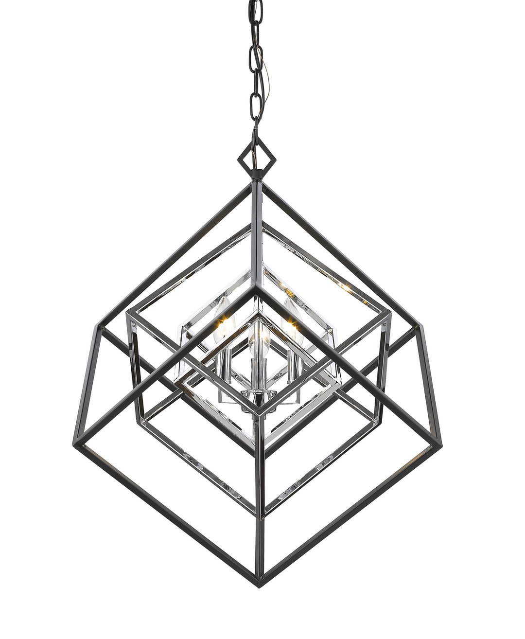 Z-Lite Canada - 457-3CH-MB - Three Light Chandelier - Euclid - Chrome + Matte Black