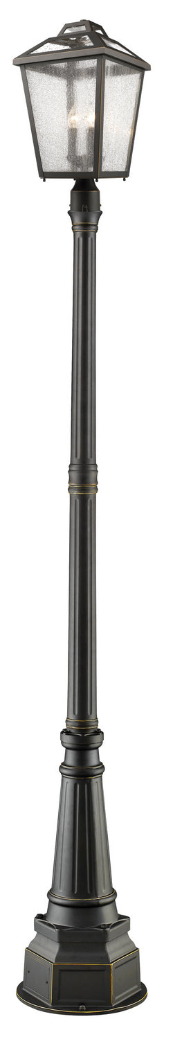 Bayland Three Light Outdoor Post Mounted Fixture in Oil Rubbed Bronze - available from The Lighting Shoppe, trusted by Canadian homeowners
